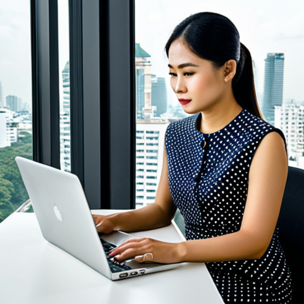 저비용으로 데이터베이스 성능 향상하는 방법 - Modern Bangkok Office**
"A professional Thai businesswoman in a stylish, modest dress, working on a...