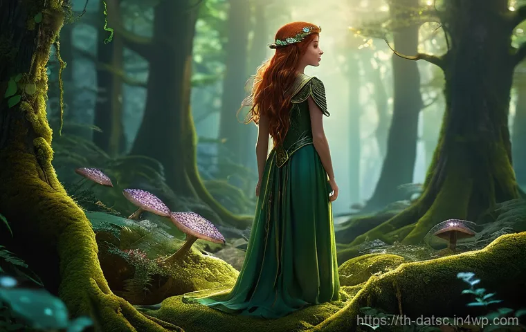 SQL 쿼리의 중복 제거로 성능 향상하기 - **Prompt 1: Enchanted Forest Discovery**
"A young female adventurer, resembling an elegant fores...