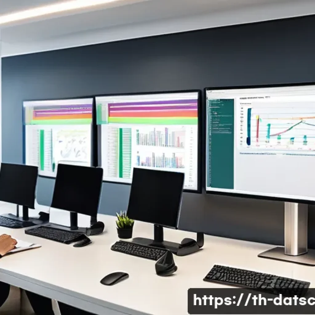 SQL 쿼리 리팩토링으로 성능 향상하기 - A professional office scene showing a diverse group of Thai software developers collaborating on SQL...