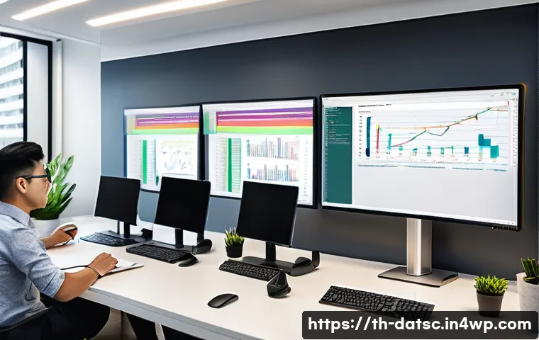 SQL 쿼리 리팩토링으로 성능 향상하기 - A professional office scene showing a diverse group of Thai software developers collaborating on SQL...